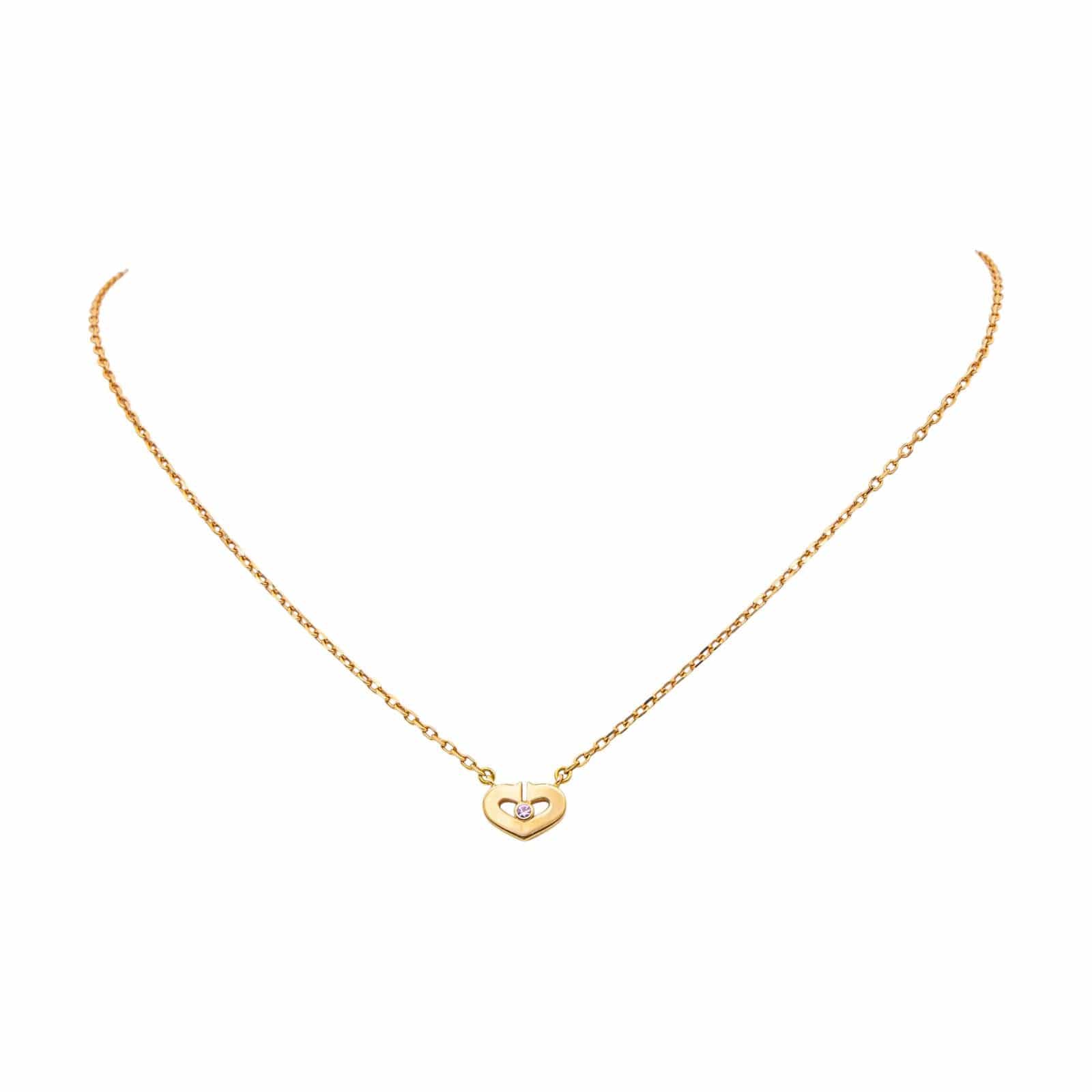 Cartier Heart Náhrdelník ze Žlutého Zlata se Safírem