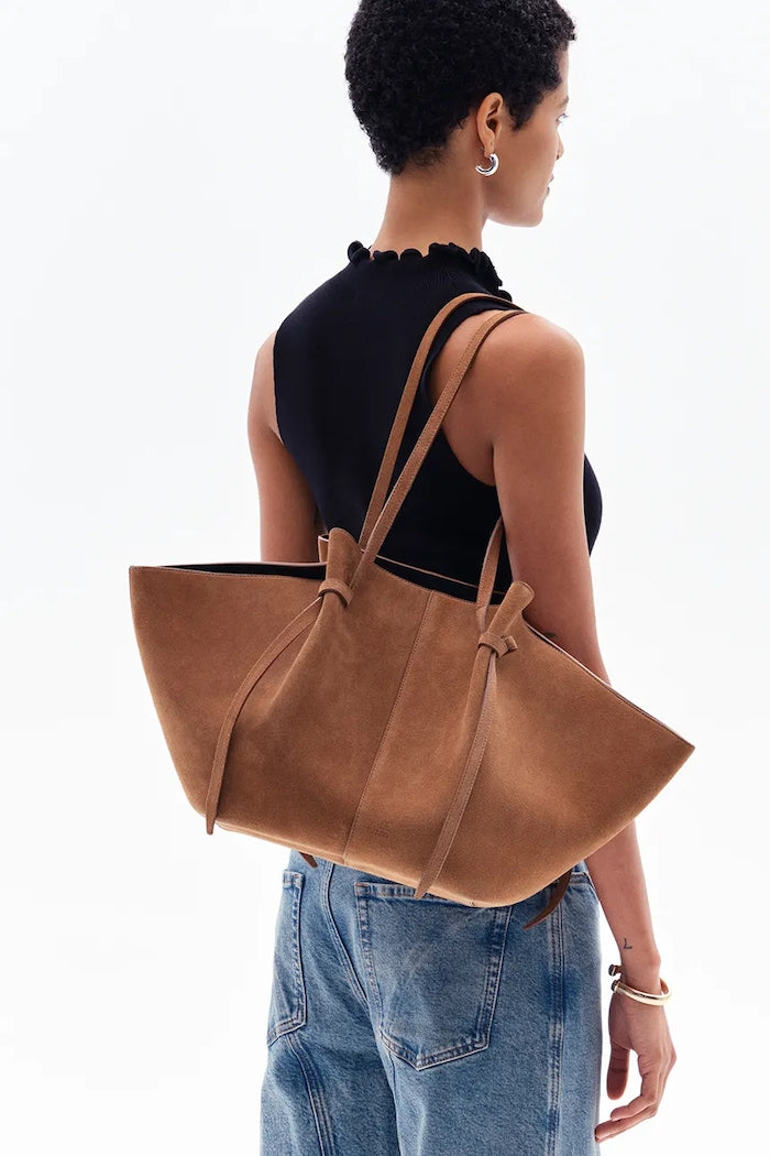 Yuzefi Large Mochi Semišová Shopper Kabelka Hnědá