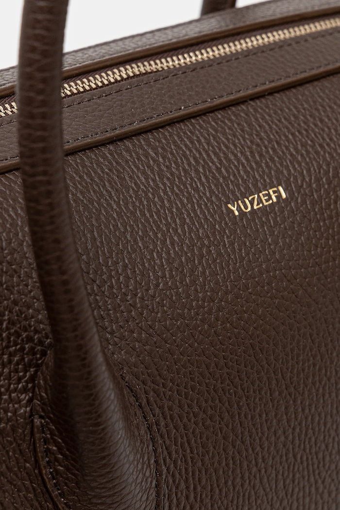 Yuzefi Brioche Duffle Kožená Shopper Kabelka Hnědá YUZPF25-HB-BD-L038