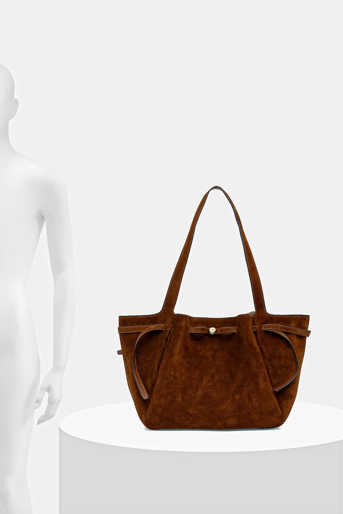 Tory Burch Romy Suede Tote Semišová Kabelka Hnědá 178158.200
