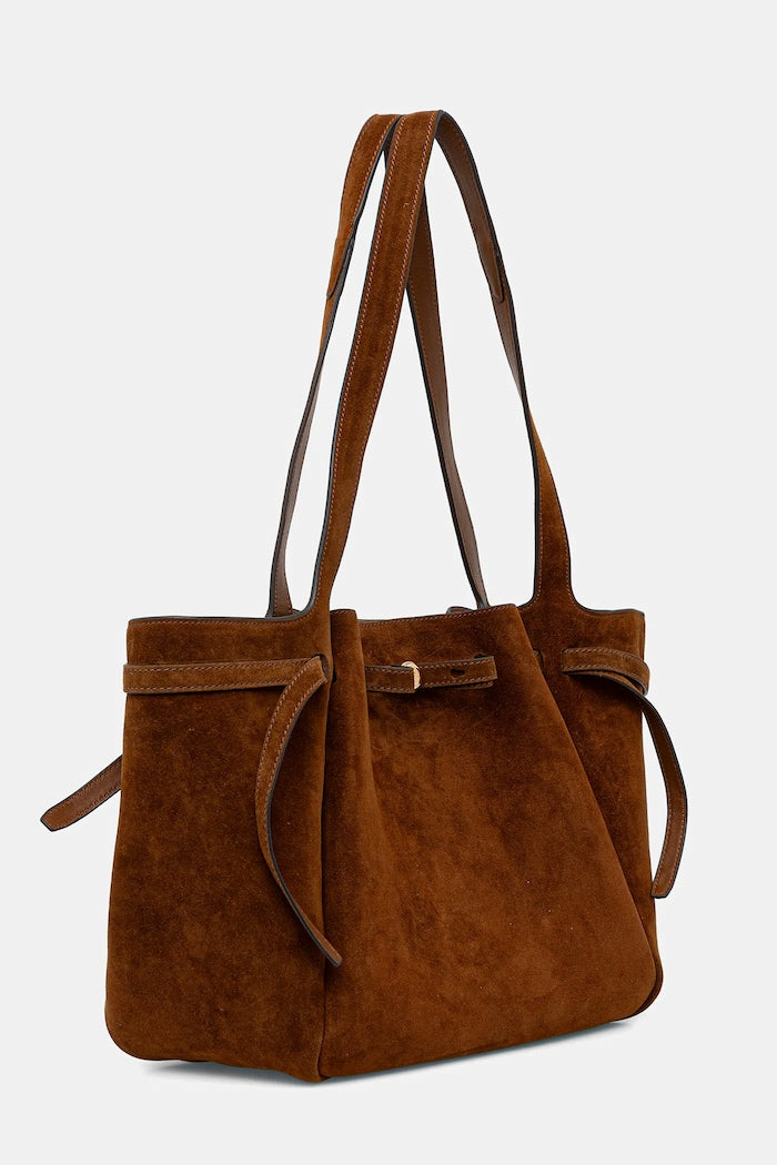 Tory Burch Romy Suede Tote Semišová Kabelka Hnědá 178158.200