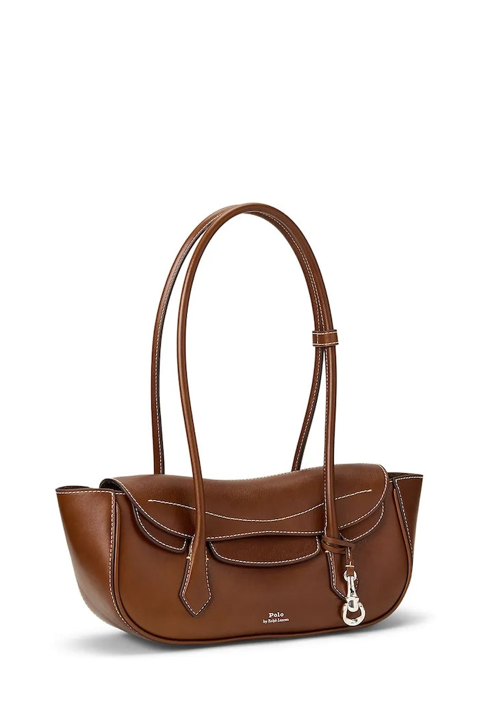 Polo Ralph Lauren Crossbody Kožená Kabelka Hnědá 428P14300
