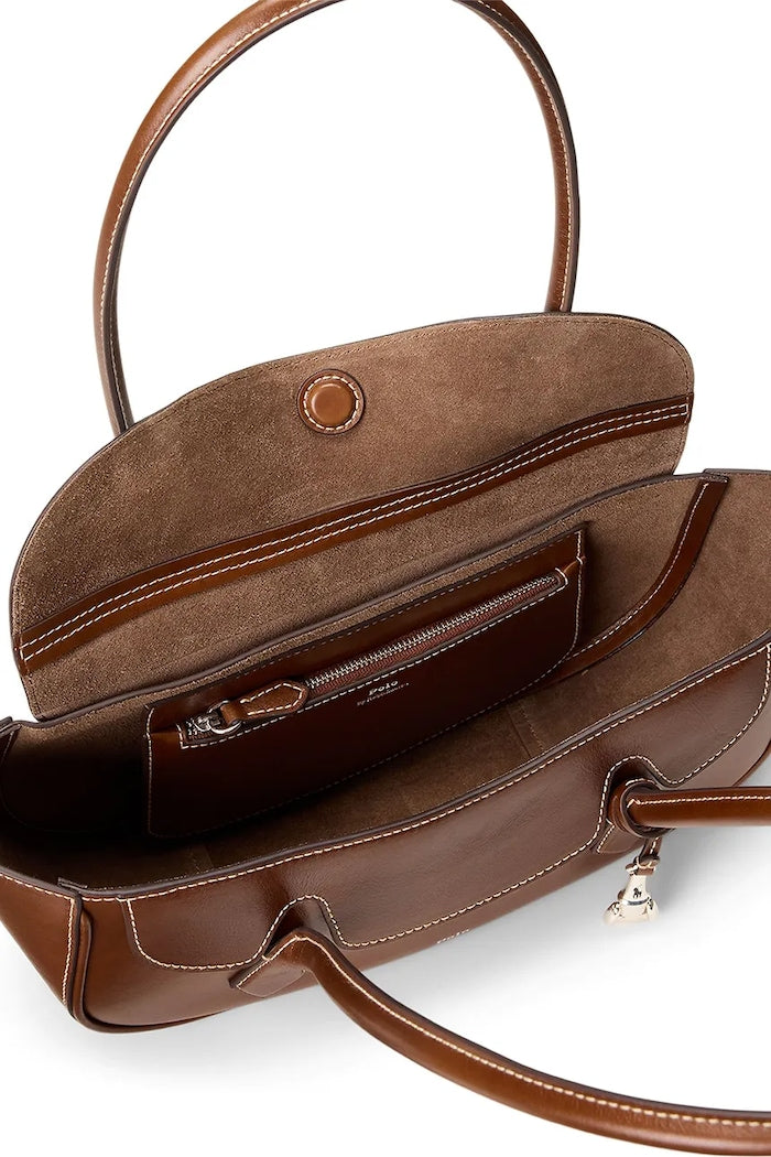 Polo Ralph Lauren Crossbody Kožená Kabelka Hnědá 428P14300