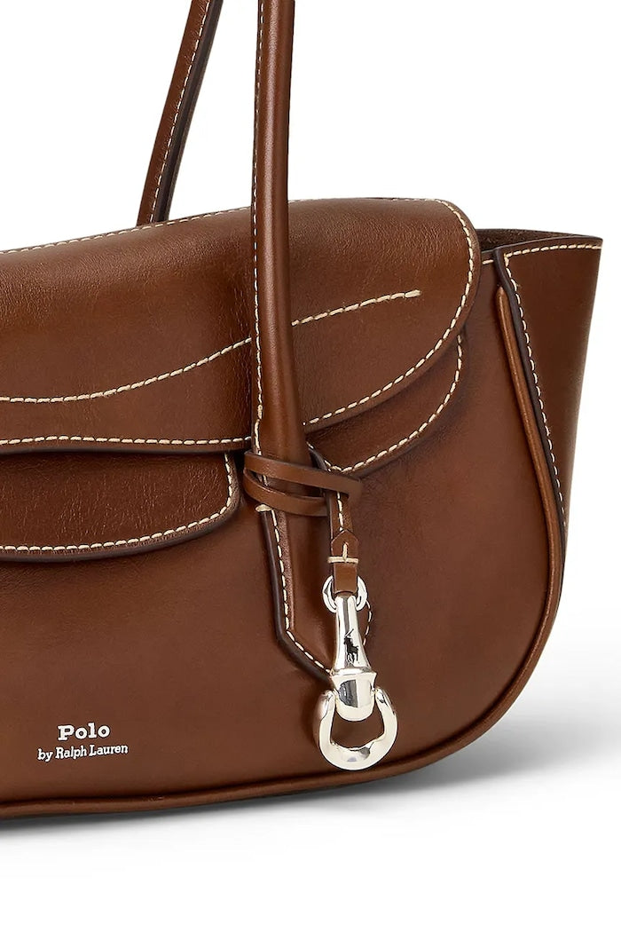 Polo Ralph Lauren Crossbody Kožená Kabelka Hnědá 428P14300