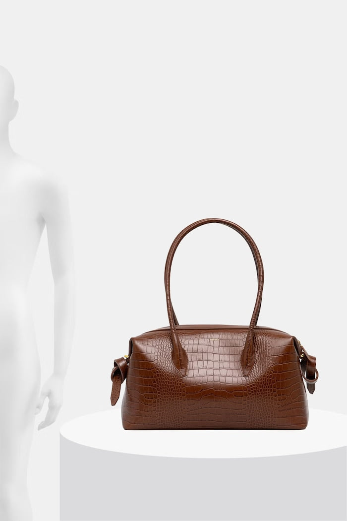 Yuzefi Brioche Duffle Shopper Kožená Kabelka Hnědá YUZPF26-HB-BD-L075