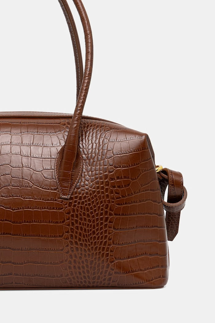Yuzefi Brioche Duffle Shopper Kožená Kabelka Hnědá YUZPF26-HB-BD-L075