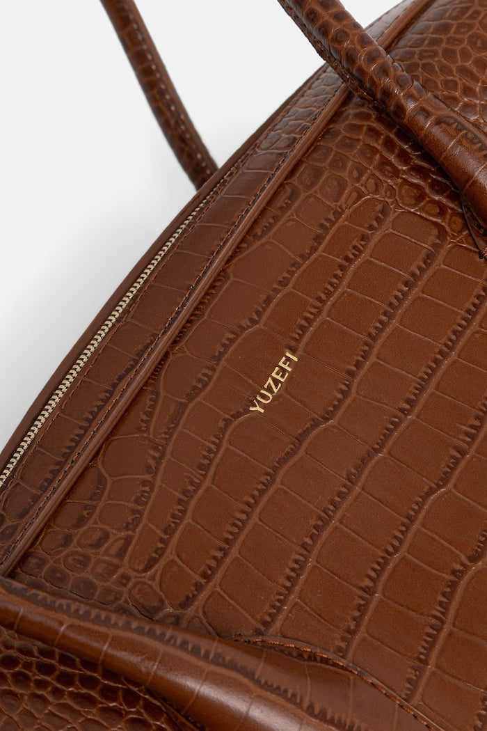 Yuzefi Brioche Duffle Shopper Kožená Kabelka Hnědá YUZPF26-HB-BD-L075