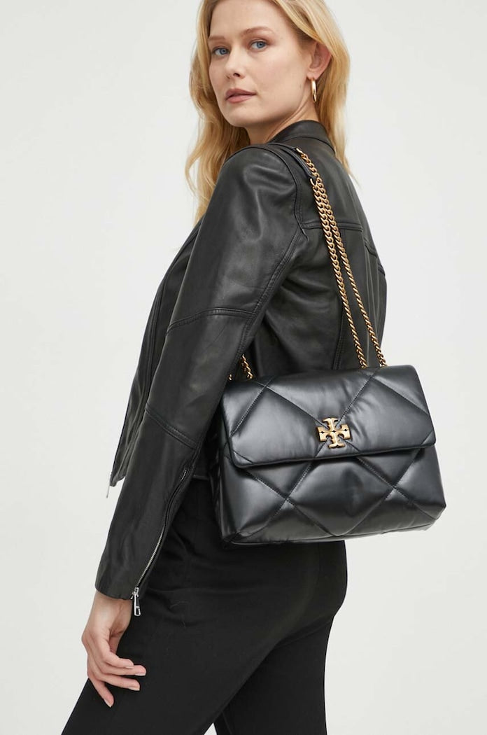 Tory Burch Kira Diamond Quilt Kožená Crossbody Kabelka Černá