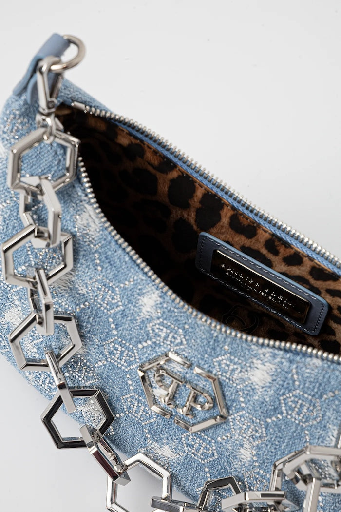 Philipp Plein Shopper Džínová Kabelka Modrá SAEA WBA2083 PDE004N