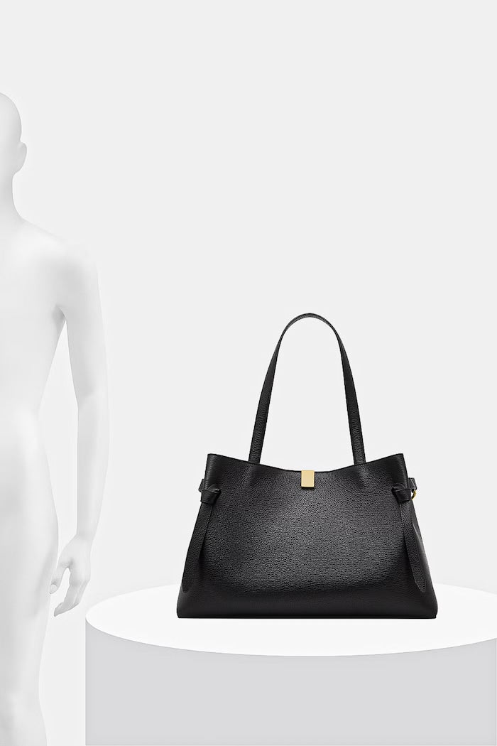 Yuzefi Gyoza Tote Shopper Kožená Kabelka Černá YUZPF25-HB-GZT-L034