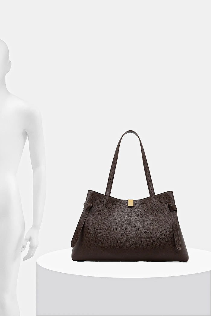 Yuzefi Gyoza Tote Kožená Shopper Kabelka Hnědá
