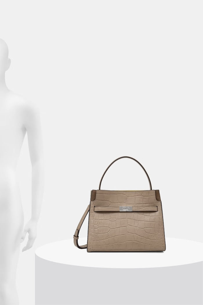 Tory Burch Lee Radziwill Satchel Kožená Kabelka Béžová 178822