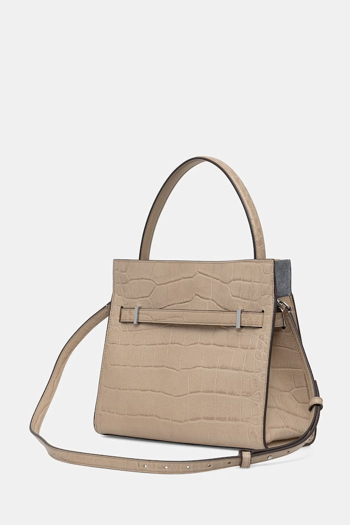 Tory Burch Lee Radziwill Satchel Kožená Kabelka Béžová 178822