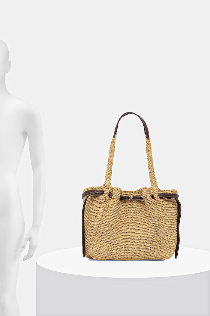 Tory Burch Romy Shopper Pletená Dámská Kabelka Béžová 178696