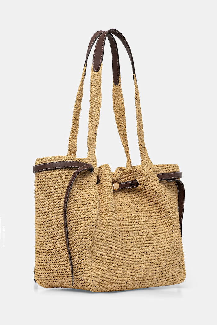 Tory Burch Romy Shopper Pletená Dámská Kabelka Béžová 178696