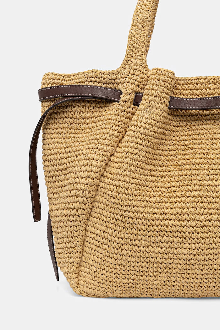 Tory Burch Romy Shopper Pletená Dámská Kabelka Béžová 178696