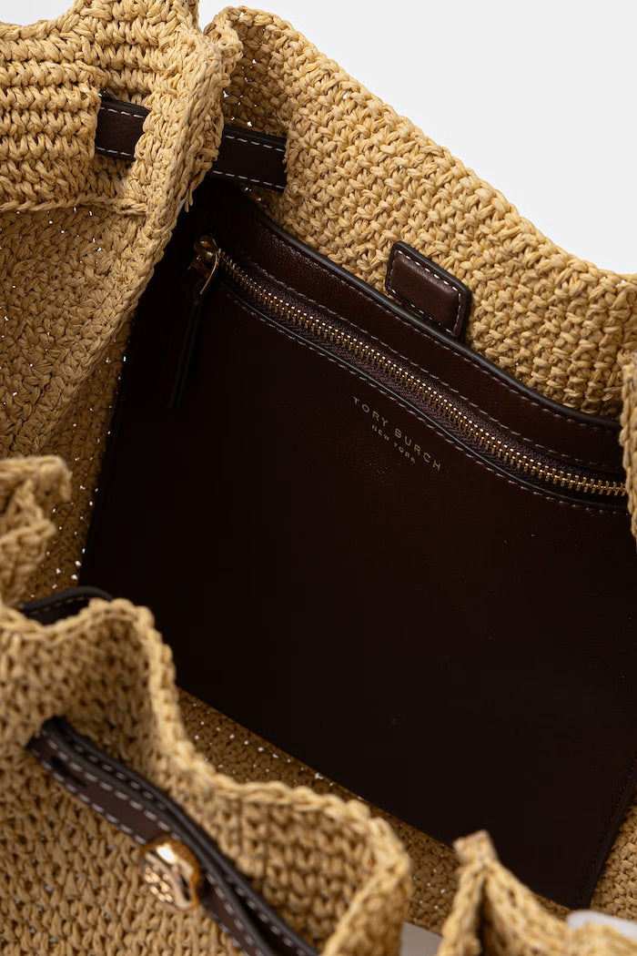 Tory Burch Romy Shopper Pletená Dámská Kabelka Béžová 178696