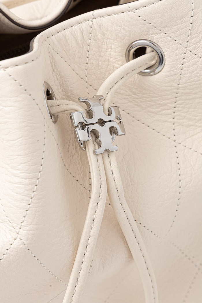 Tory Burch Charlie Vaková Kožená Kabelka Béžová 185831