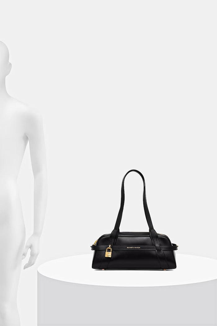 Elisabetta Franchi Baguette Kožená Kabelka Černá BS97N62E2