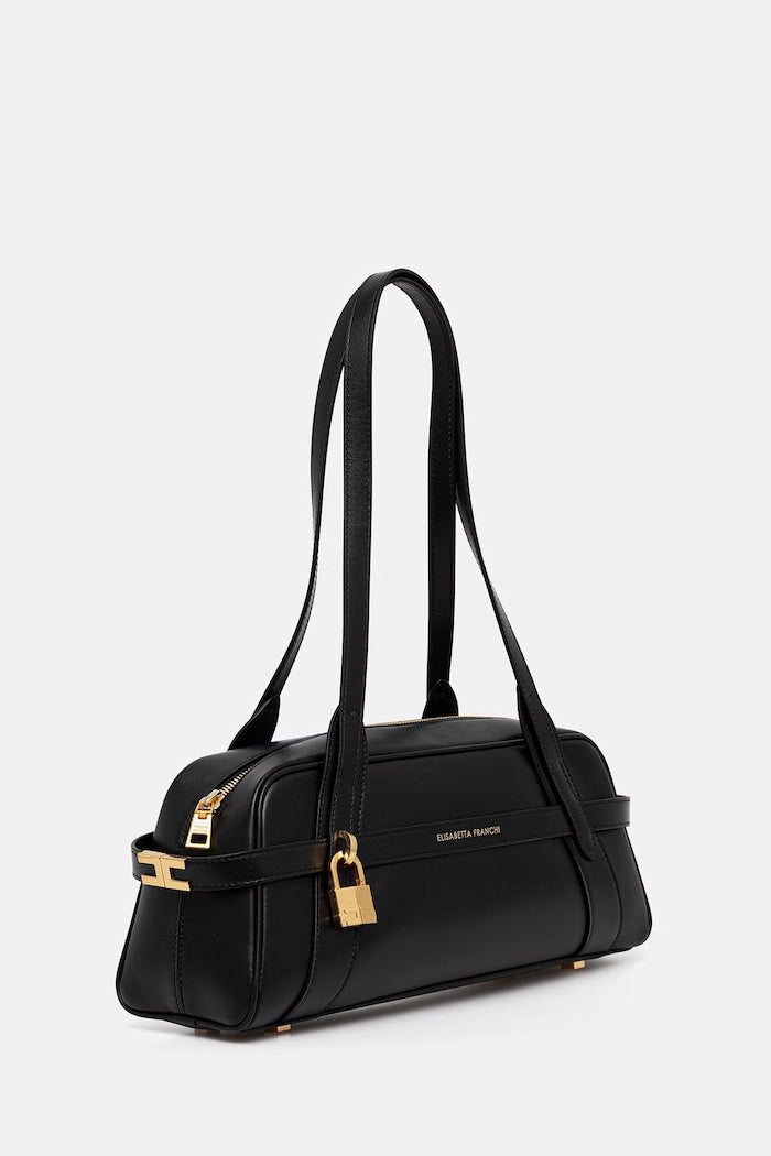 Elisabetta Franchi Baguette Kožená Kabelka Černá BS97N62E2