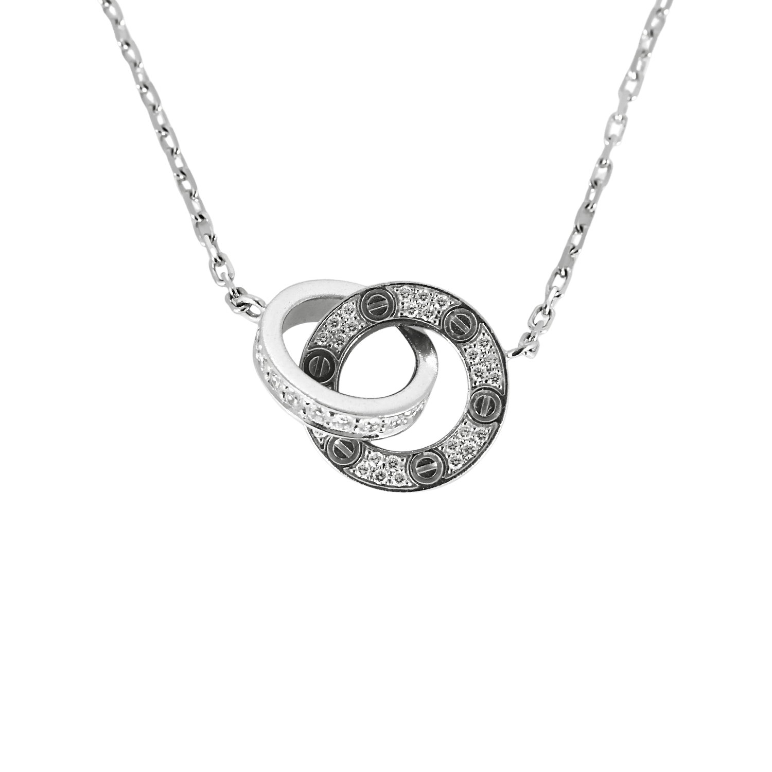 Love Pavé Náhrdelník z Bílého Zlata s Diamanty