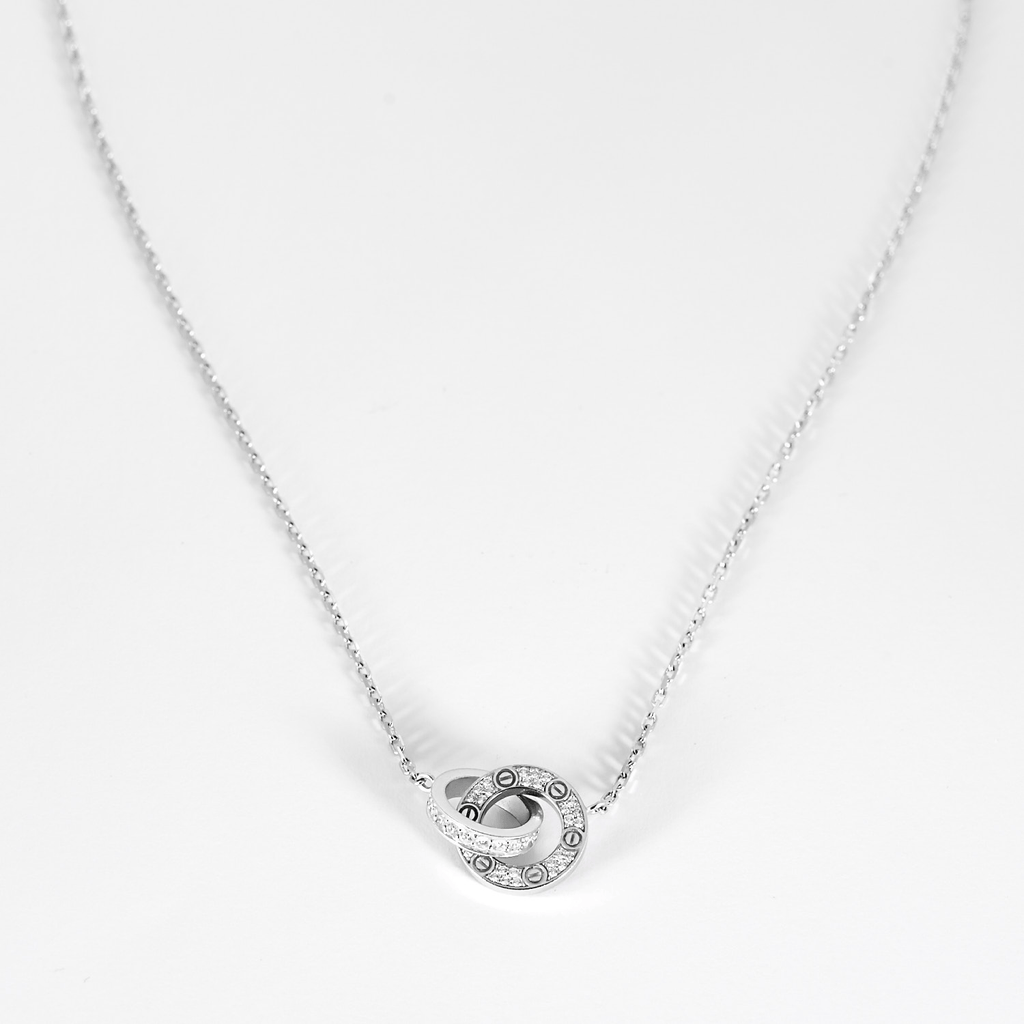 Love Pavé Náhrdelník z Bílého Zlata s Diamanty