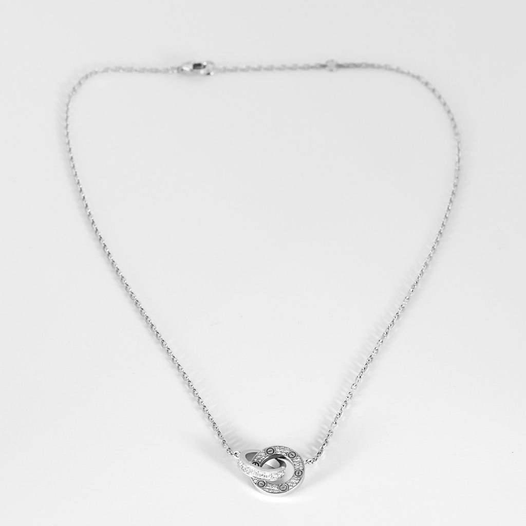 Love Pavé Náhrdelník z Bílého Zlata s Diamanty