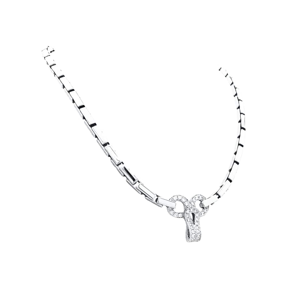 Cartier Agrafe Náhrdelník z Bílého Zlata s Diamanty