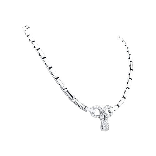 Cartier Agrafe Náhrdelník z Bílého Zlata s Diamanty