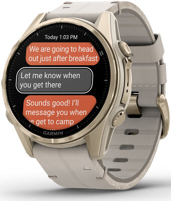 Fenix 8 AMOLED 43 mm Safírové Soft Gold Nerezová Ocel Fog Gray Kožený Řemínek Dámské Hodinky