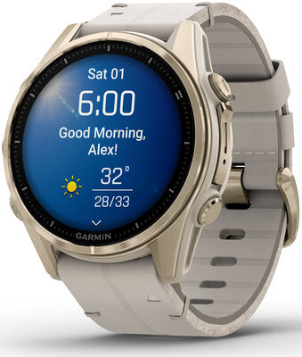 Fenix 8 AMOLED 43 mm Safírové Soft Gold Nerezová Ocel Fog Gray Kožený Řemínek Dámské Hodinky