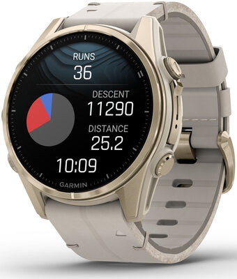 Fenix 8 AMOLED 43 mm Safírové Soft Gold Nerezová Ocel Fog Gray Kožený Řemínek Dámské Hodinky