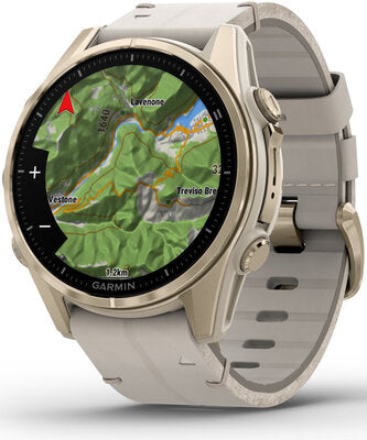 Fenix 8 AMOLED 43 mm Safírové Soft Gold Nerezová Ocel Fog Gray Kožený Řemínek Dámské Hodinky