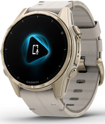 Fenix 8 AMOLED 43 mm Safírové Soft Gold Nerezová Ocel Fog Gray Kožený Řemínek Dámské Hodinky