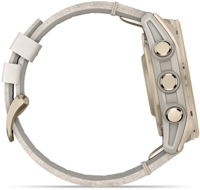 Fenix 8 AMOLED 43 mm Safírové Soft Gold Nerezová Ocel Fog Gray Kožený Řemínek Dámské Hodinky