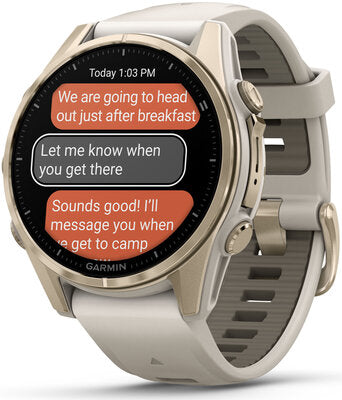 Garmin Fenix 8 AMOLED 43 mm Safírové Soft Gold Nerezová Ocel Fog Gray Silikonový Řemínek Unisex Hodinky