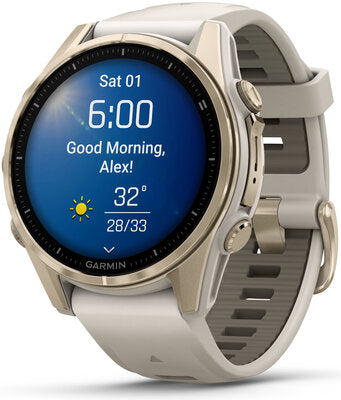 Garmin Fenix 8 AMOLED 43 mm Safírové Soft Gold Nerezová Ocel Fog Gray Silikonový Řemínek Unisex Hodinky