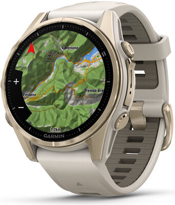 Garmin Fenix 8 AMOLED 43 mm Safírové Soft Gold Nerezová Ocel Fog Gray Silikonový Řemínek Unisex Hodinky