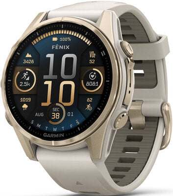 Garmin Fenix 8 AMOLED 43 mm Safírové Soft Gold Nerezová Ocel Fog Gray Silikonový Řemínek Unisex Hodinky