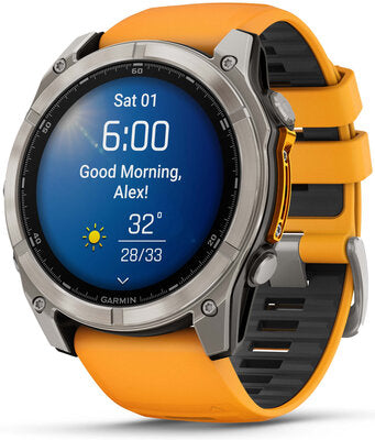 Fenix 8 AMOLED 51mm Sapphire Titanium Graphite Spark Orange Band