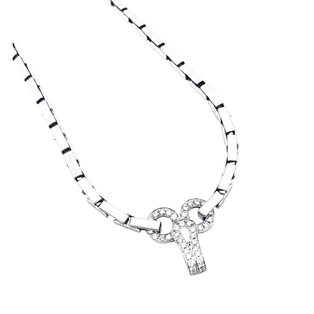 Cartier Agrafe Náhrdelník z Bílého Zlata s Diamanty