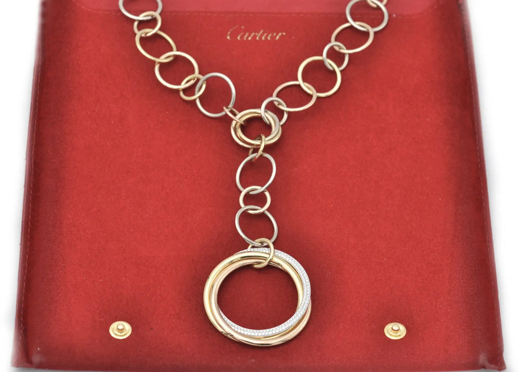 Cartier Trinity Náhrdelník z Trojbarevného Zlata s Diamanty