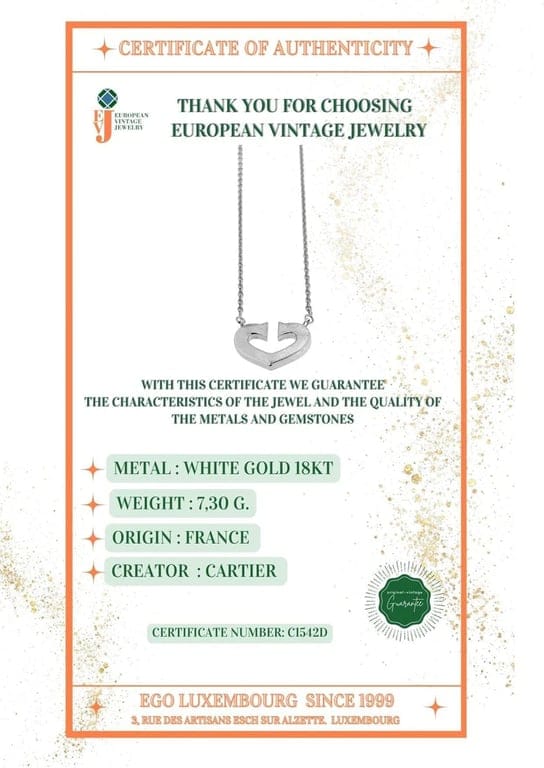 Cartier C Collection Srdcový Náhrdelník z Bílého Zlata