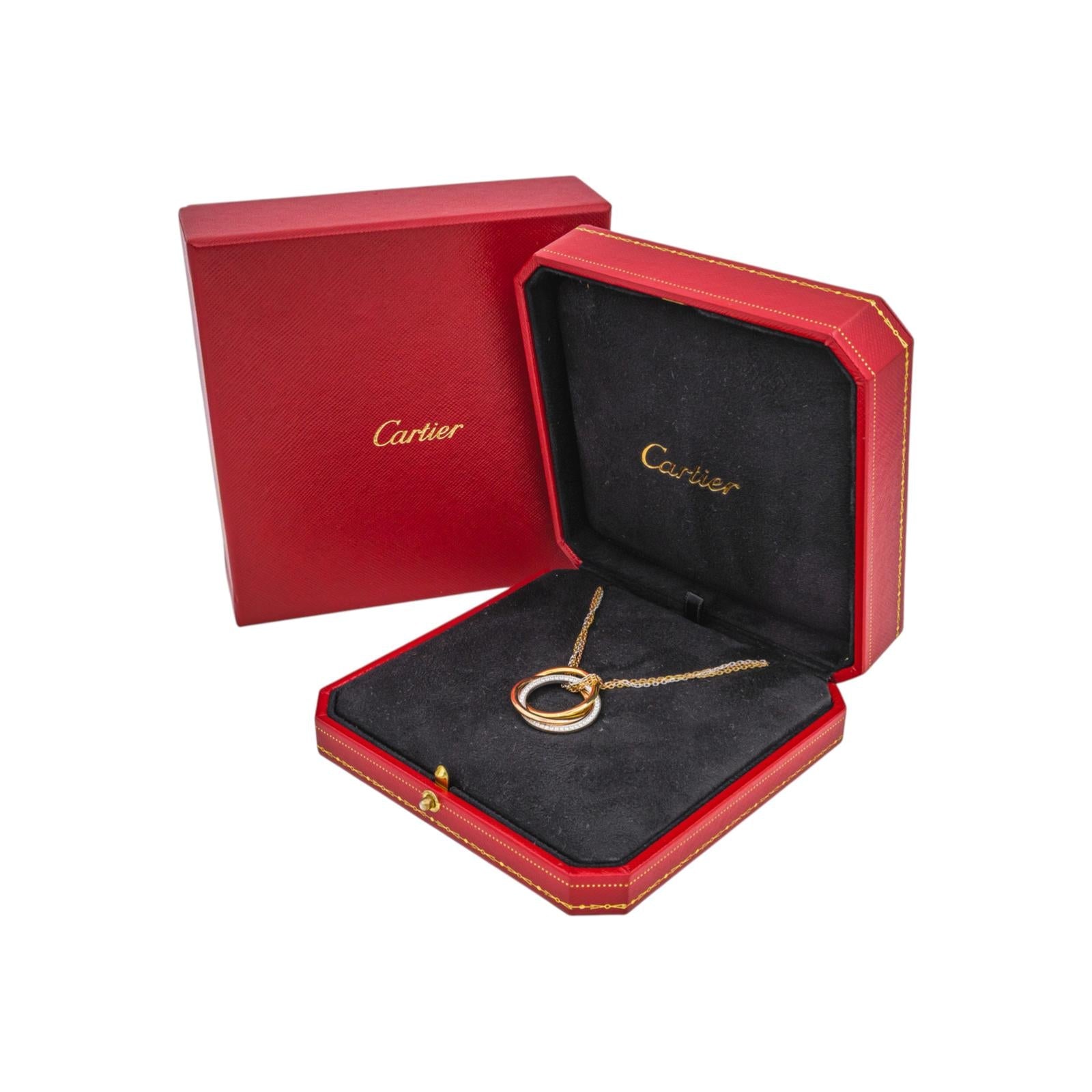 Cartier Trinity Náhrdelník z Trojbarevného Zlata s Diamanty
