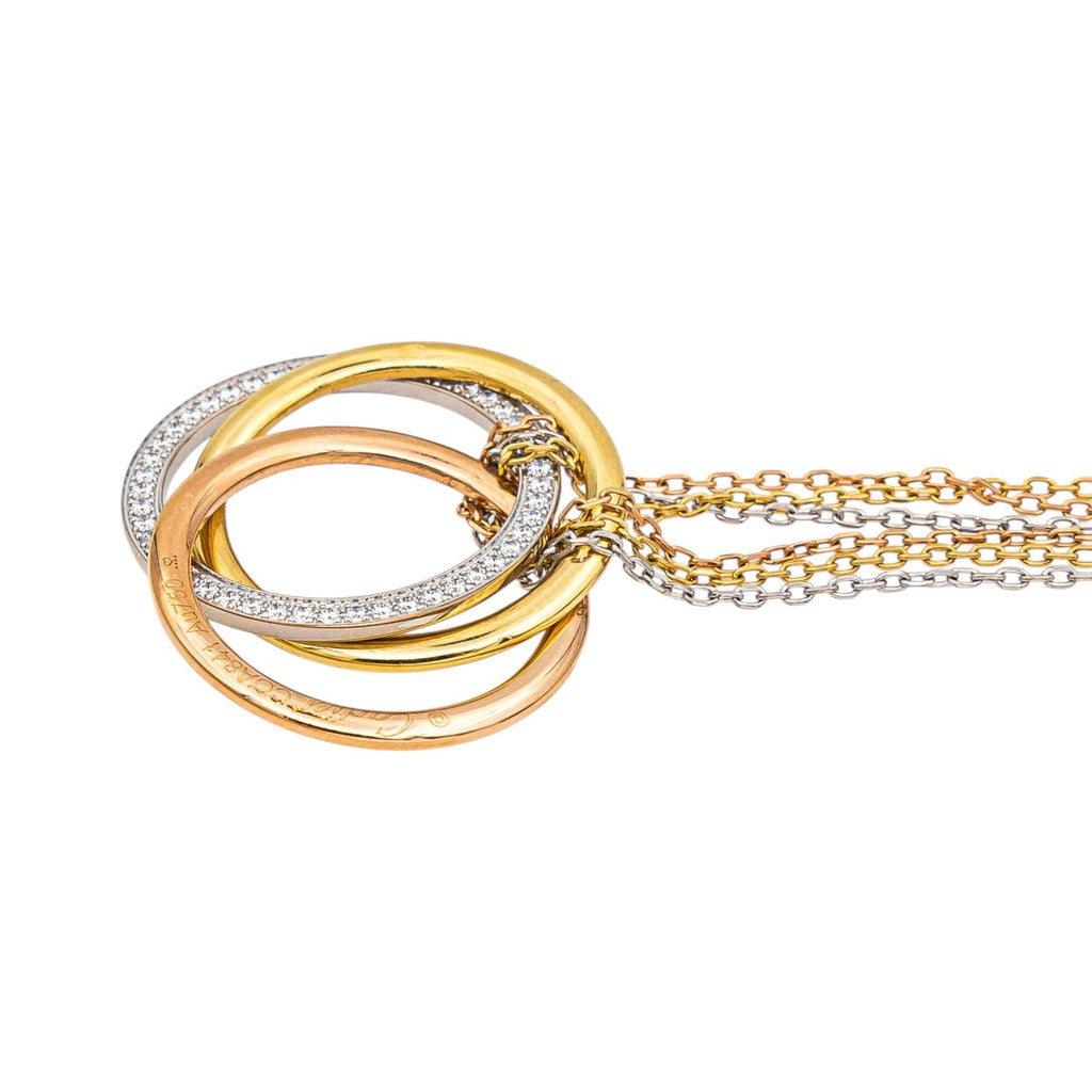Cartier Trinity Náhrdelník z Trojbarevného Zlata s Diamanty