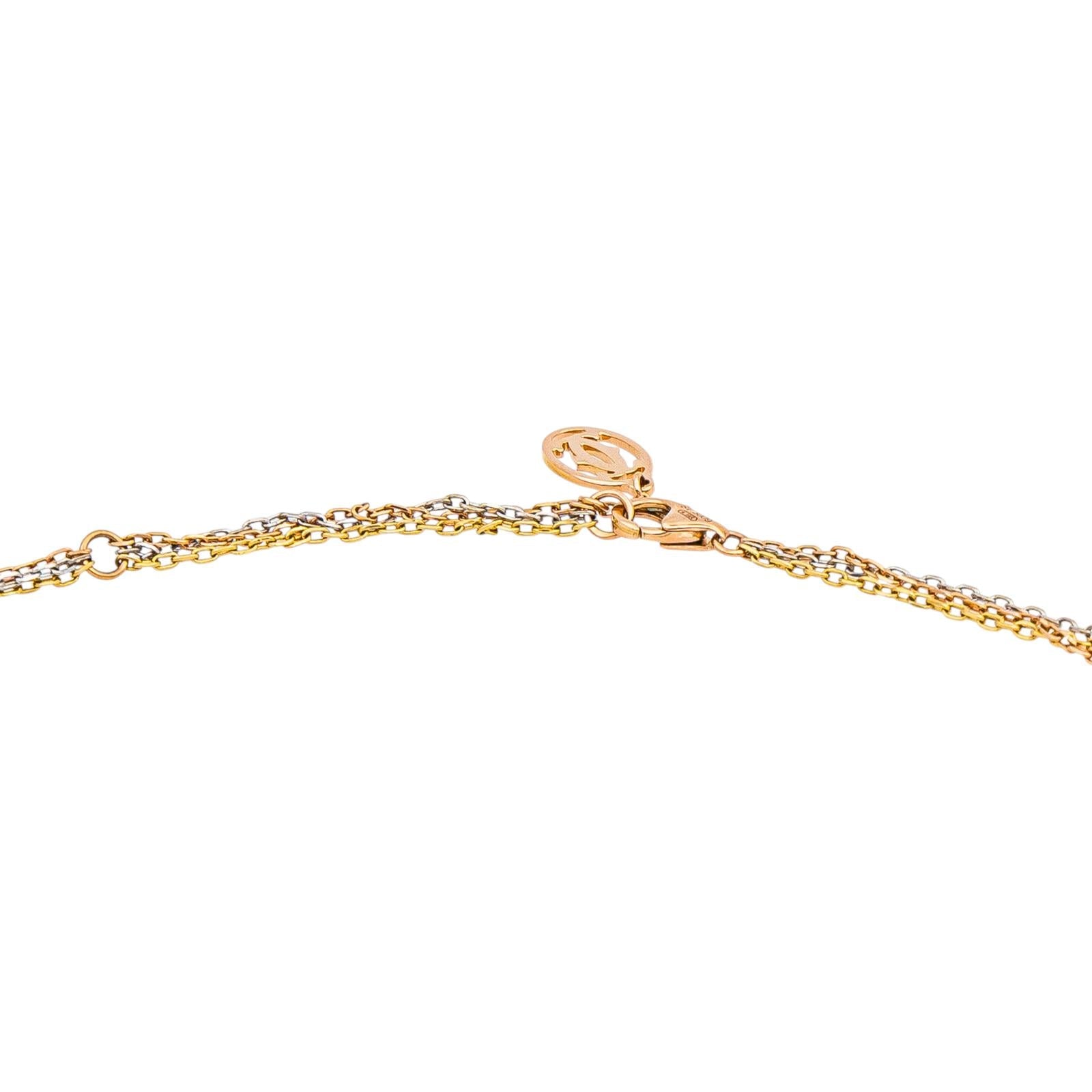 Cartier Trinity Náhrdelník z Trojbarevného Zlata s Diamanty