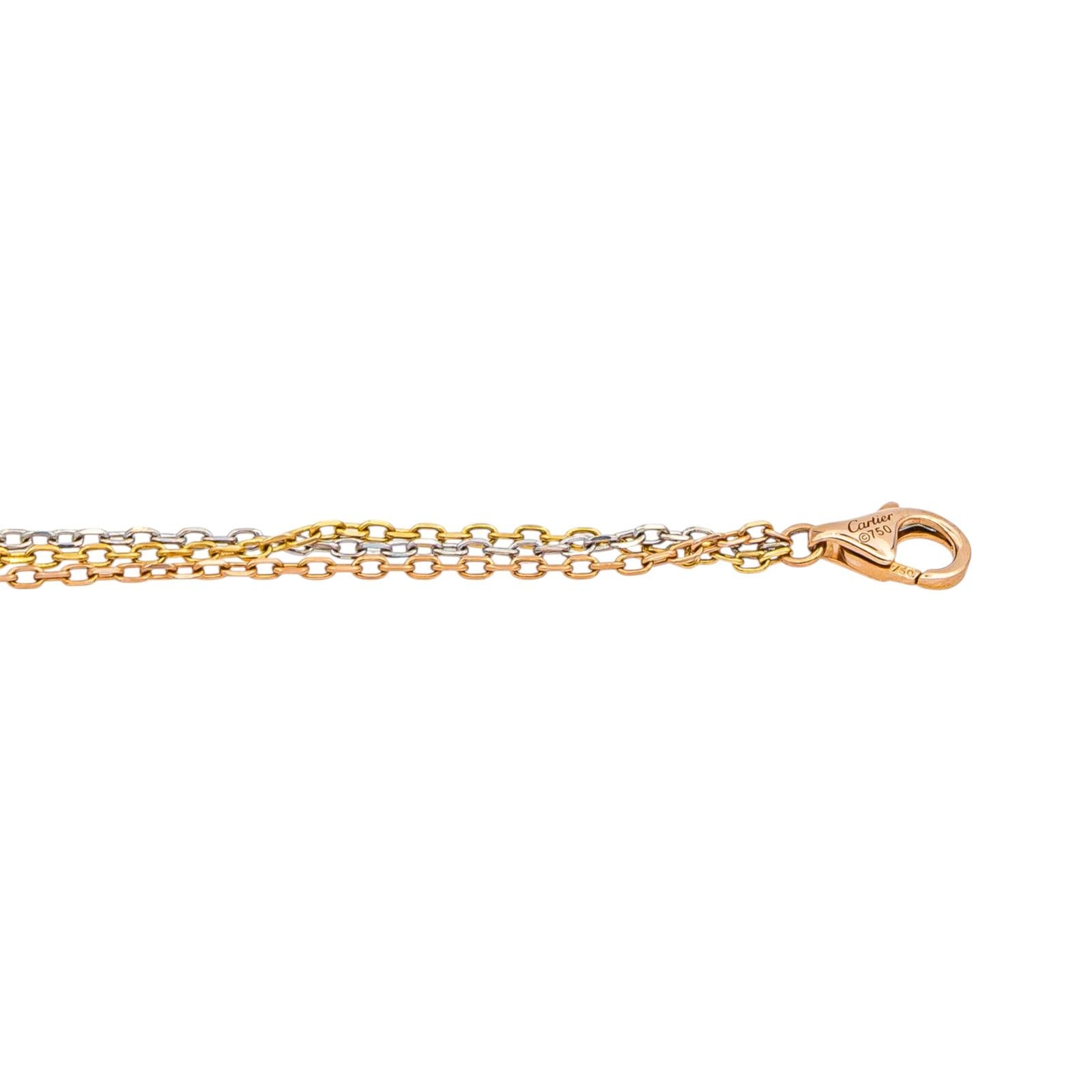 Cartier Trinity Náhrdelník z Trojbarevného Zlata s Diamanty