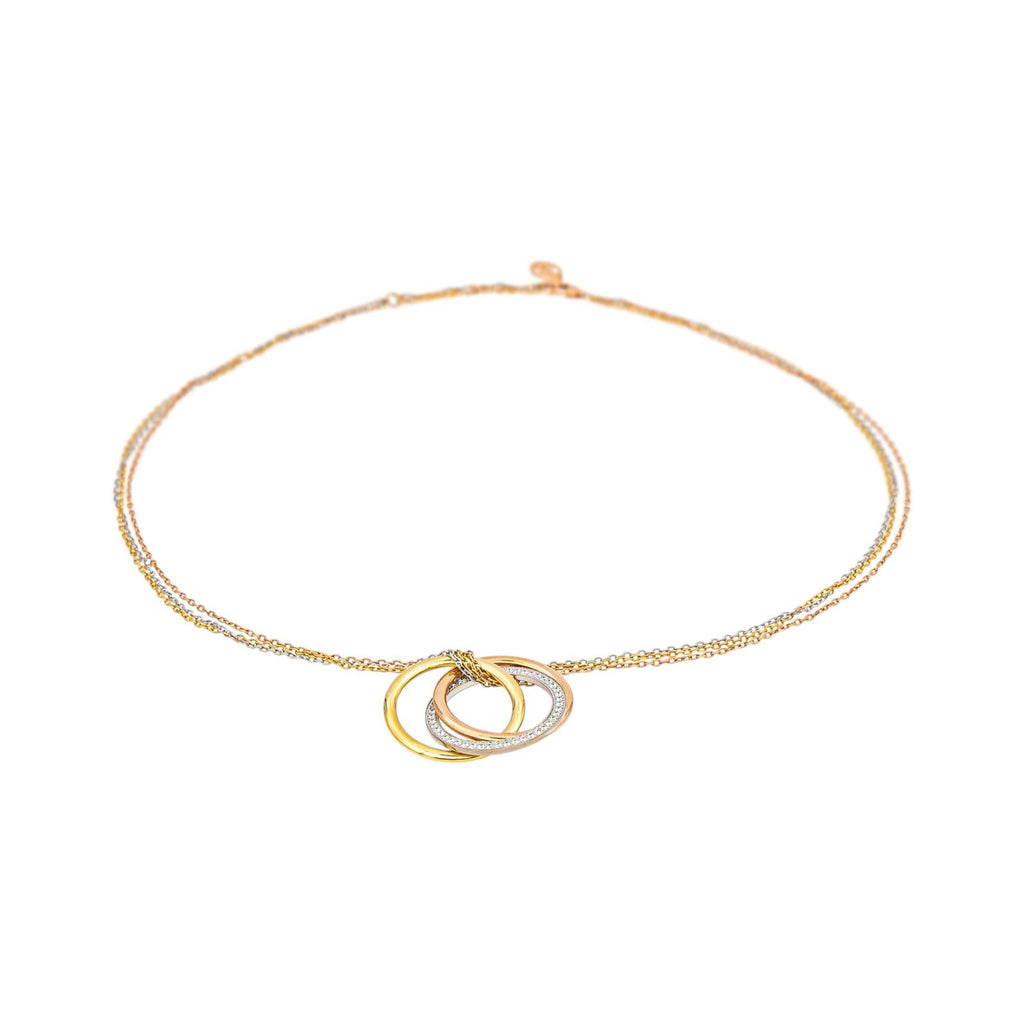 Cartier Trinity Náhrdelník z Trojbarevného Zlata s Diamanty