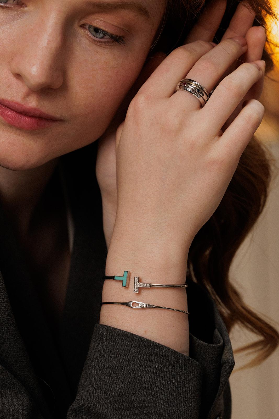 Tiffany & Co. Tiffany T Náramek z Bílého Zlata s Diamanty a Tyrkysem