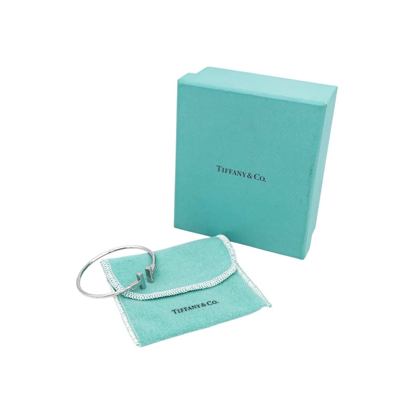 Tiffany & Co. Tiffany T Náramek z Bílého Zlata s Diamanty a Tyrkysem
